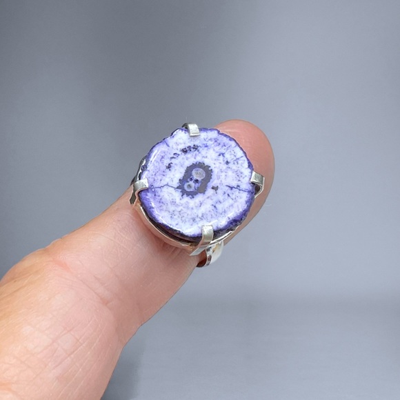 🌺Unique Artisan Sterling Geode Ring - Picture 8 of 12